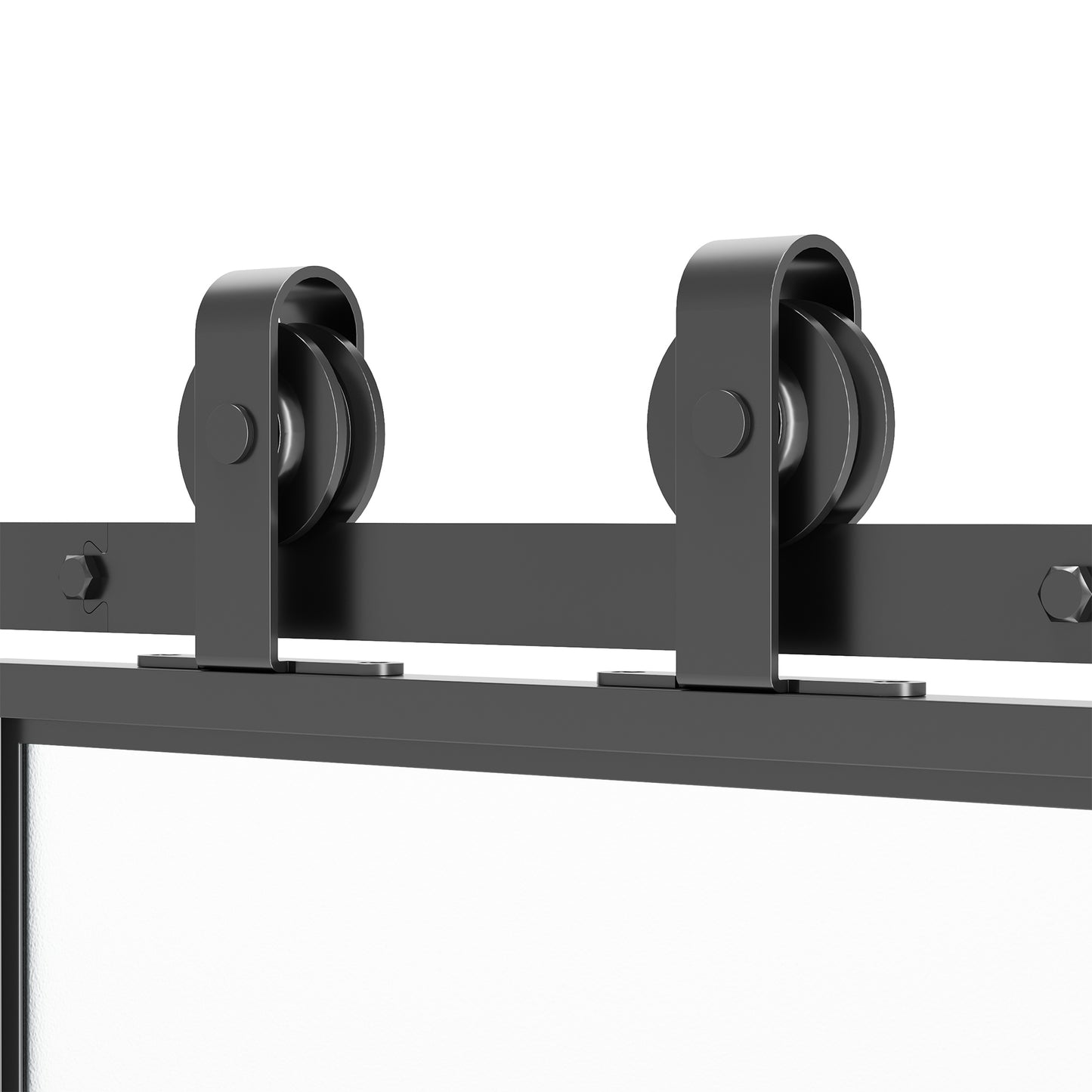 36 x 84-Inch Frosted Tempered Glass Sliding Door Kit with Hardware & Handle - Black
