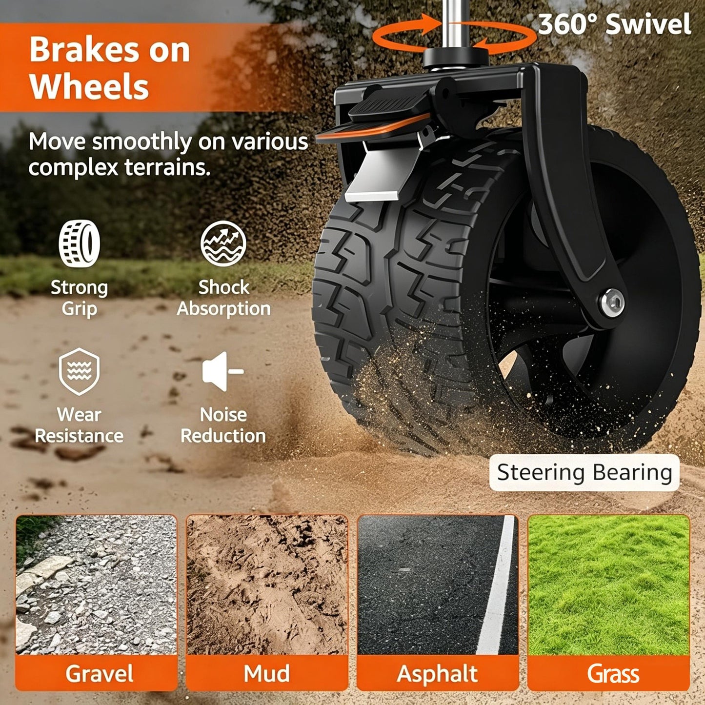 Foldable Camping Cart with Removable Tabletop & All-Terrain Wheels