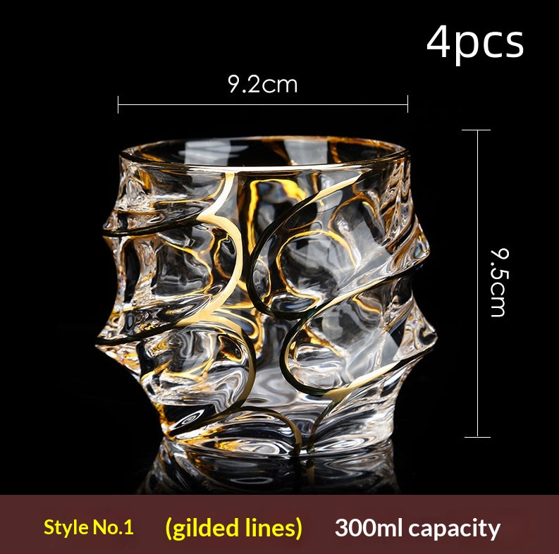 Large Gold-Trimmed Gin Crystal Glass - Vintage Drinkware for Bar & Kitchen