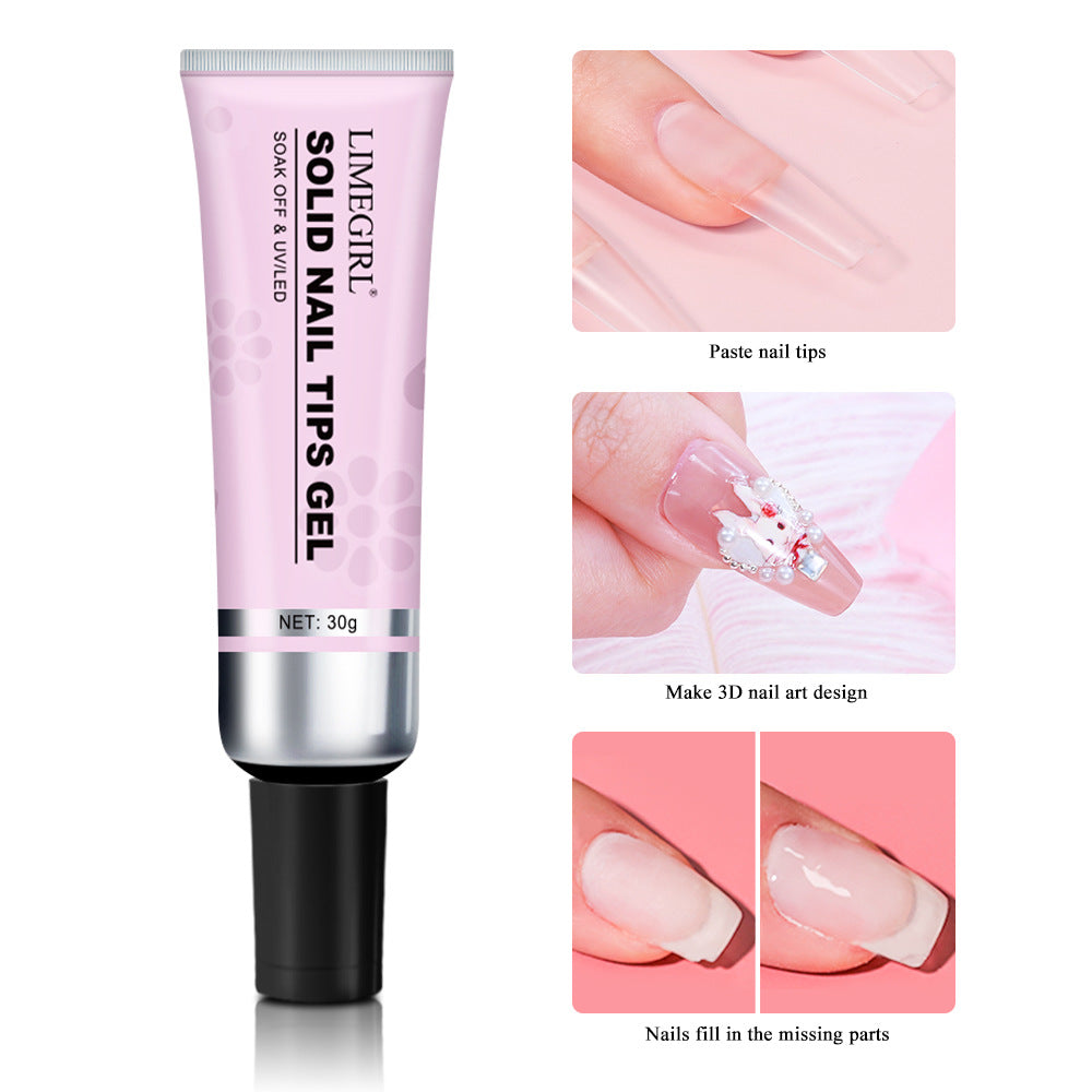 Manicure Nail Tips & Nail Glue Set - Solid State Nail Tips & Remover Glue