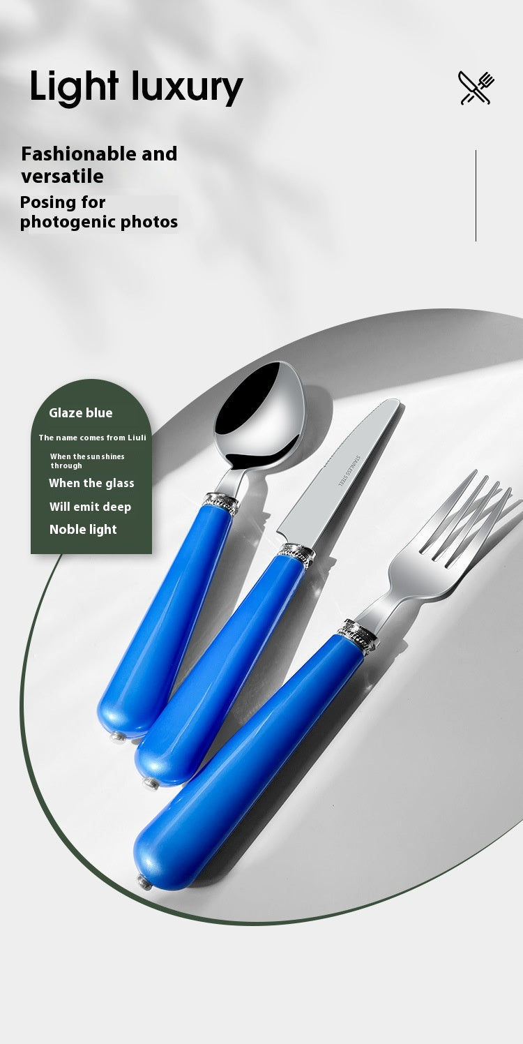 Luxury Nordic Style Household Kitchen Cutlery Set - Portable Knife Fork Spoon