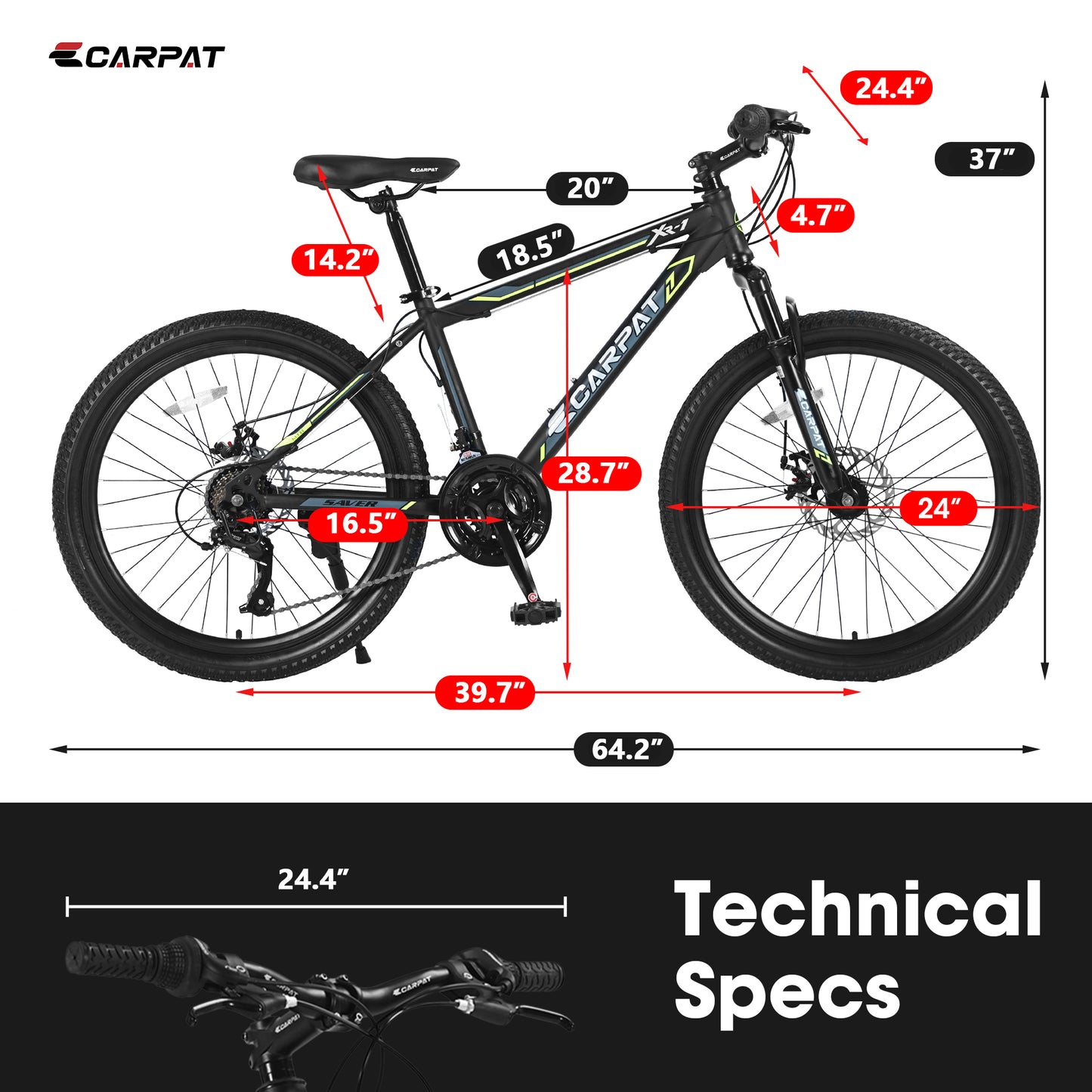 26-Inch Mountain Bike with Shock Absorber & 21-Speed Gears