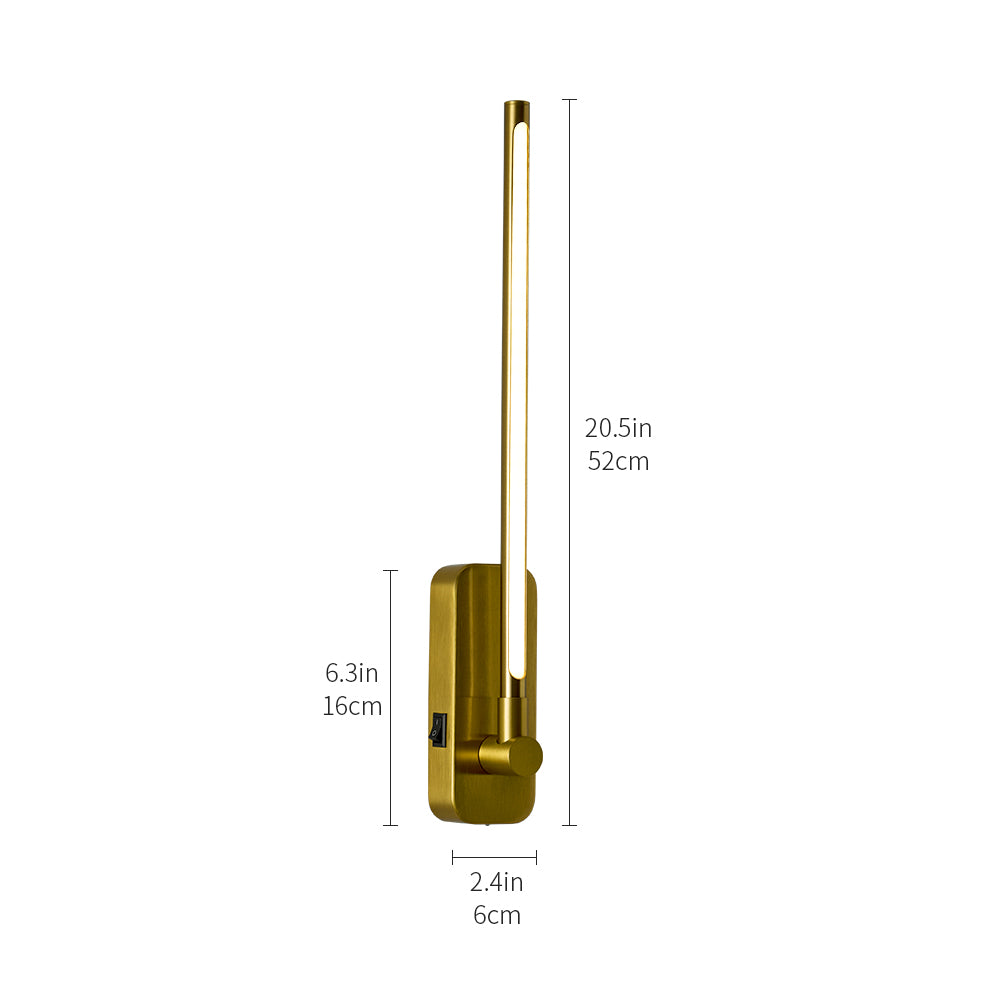 Rechargeable Battery Operated Wall Sconce with Remote Control - 3CCT Dimmable Brass Gold
