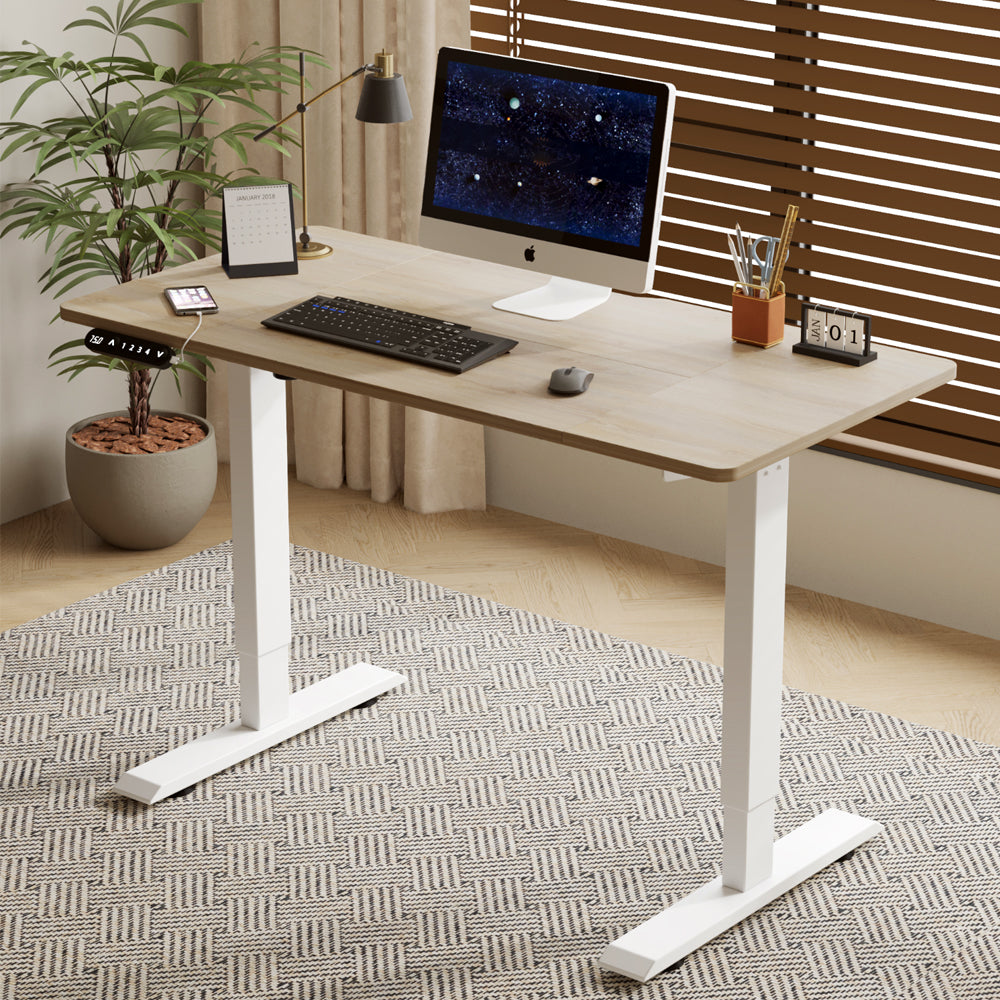 Electric Height Adjustable Standing Desk - 55" Oak Finish