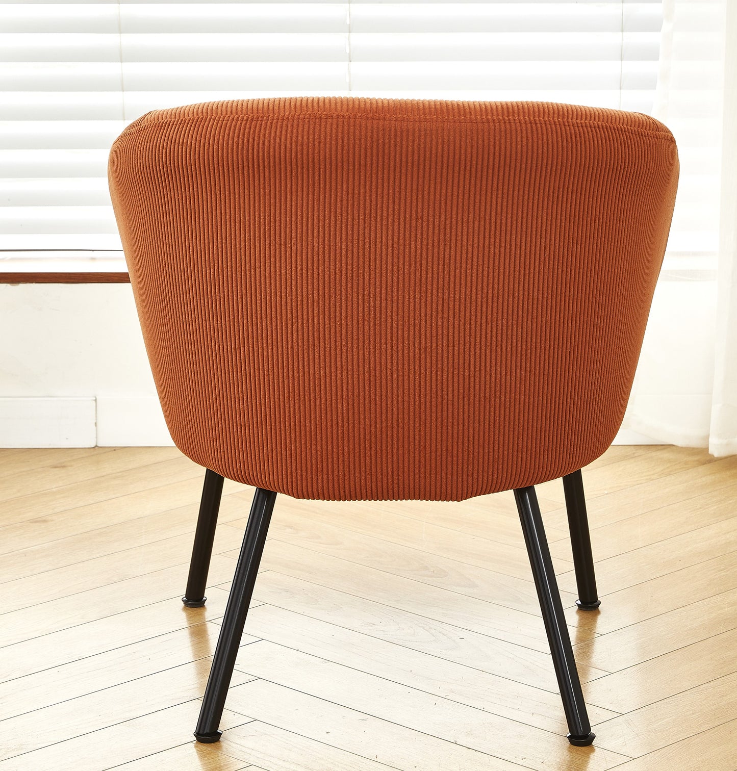 Corduroy Accent Chair With Black Metal Legs, Modern Upholstered