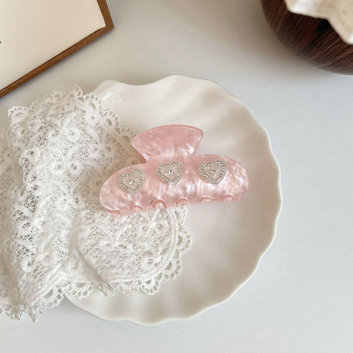 Korean Heart Hair Clip Sparkle Acetate