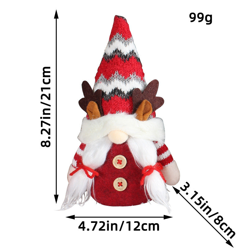 Christmas Deer Horn Doll with Red or Gray Pointed Hat Antlers Holiday Decor