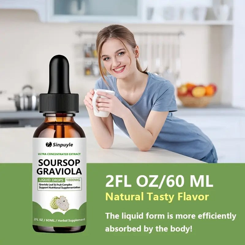 Soursop Graviola Liquid Drops - 1800mg Ultra Concentrated Herbal Supplement