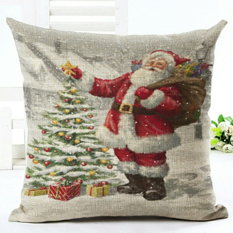 Christmas Santa Claus Pillowcase Cushion Cover - Festive Home Decor 45x45cm