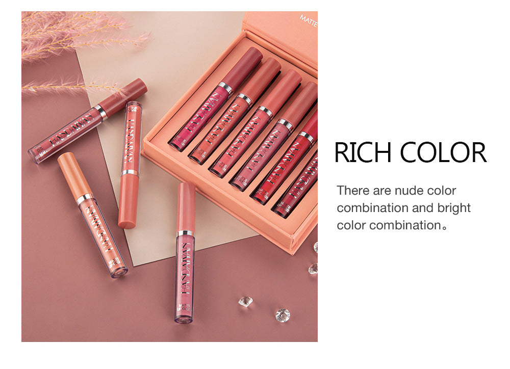 6-Piece Matte Liquid Lipstick Set - Long-Lasting Waterproof Velvet Lip Gloss