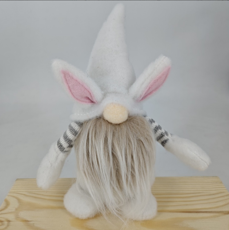 Easter Gnome Rabbit Decoration - White Polyester Holiday Decor - 1 Piece