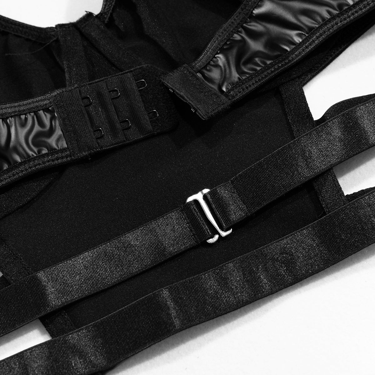 PU Motorcycle Vest Underwear Set for Women - Black, S M L