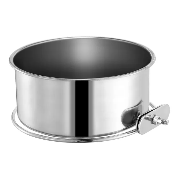 Stainless Steel Pet Food Bowl for Dogs & Cats, Detachable Cage Mount - Medium