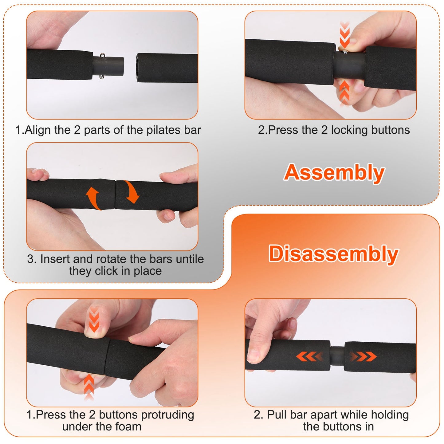 Multifunctional Pilates Bar Kit with Elastic Resistance Bands