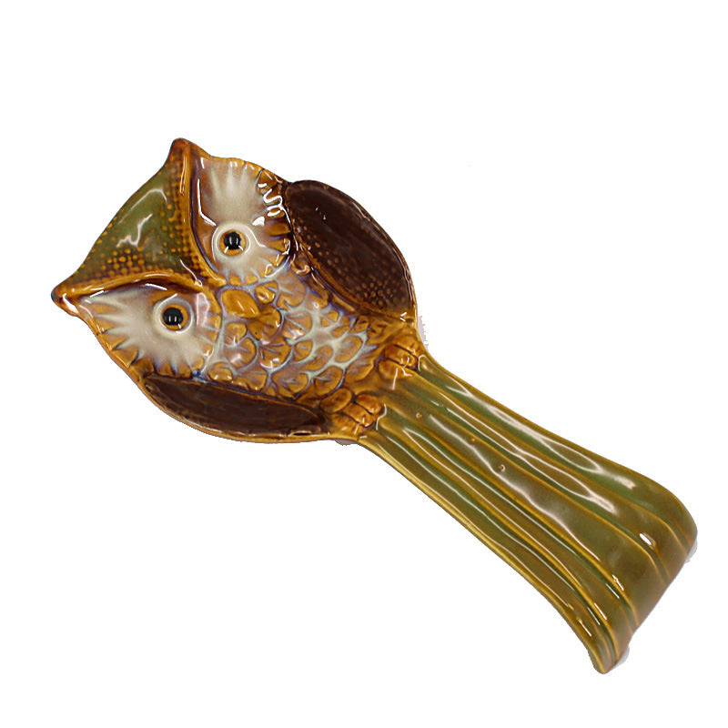 European-Style Animal Owl Ceramic Kiln-Changed Glaze Decorative Vase - Green & Blue