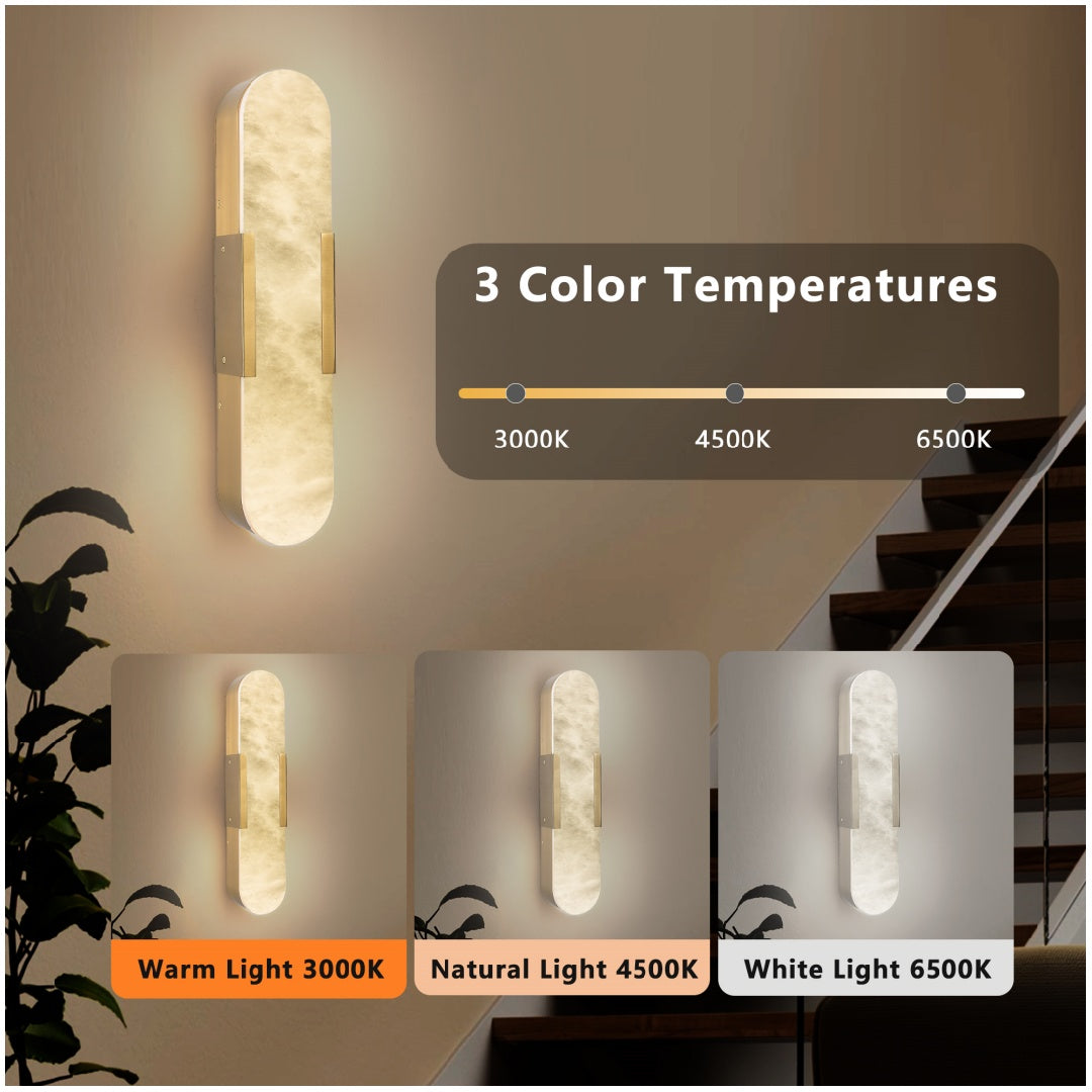 Natural Marble Wall Sconce Set - Modern Gold Lighting for Home