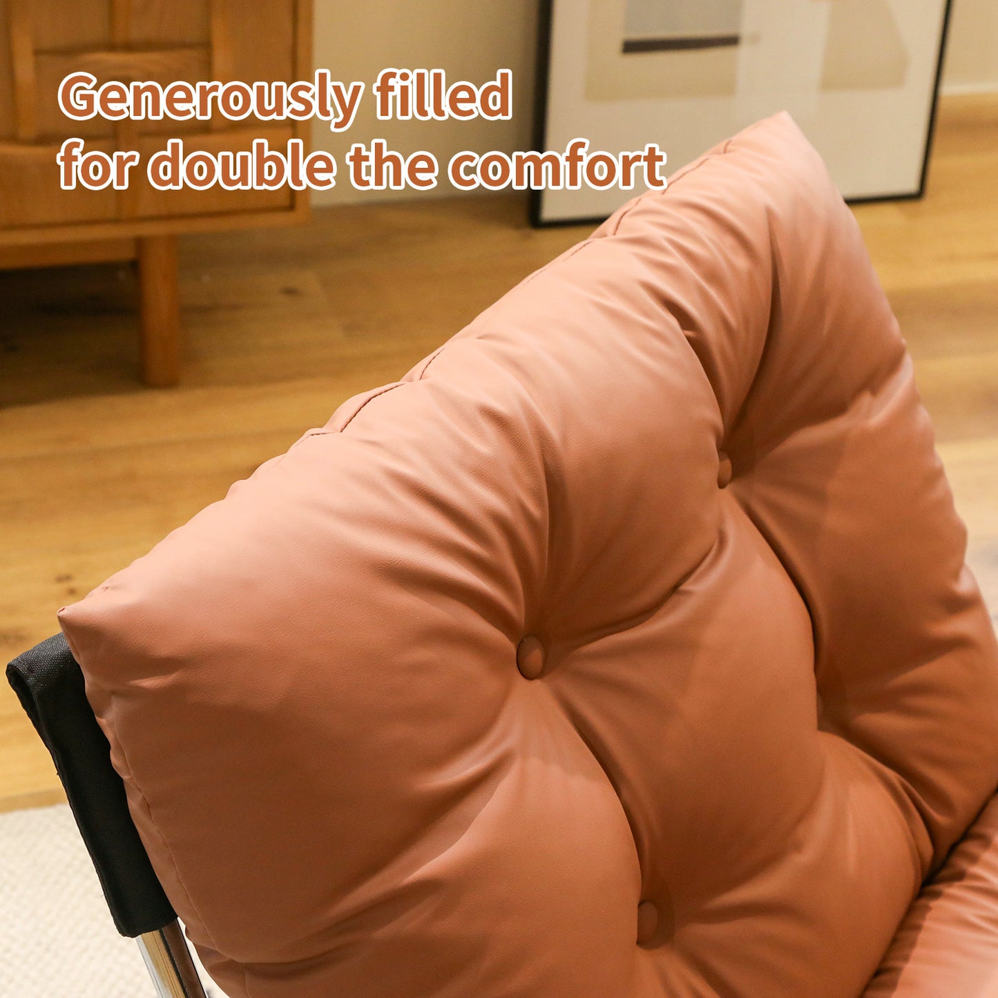 Modern High Back Leather Accent Chair - Brown