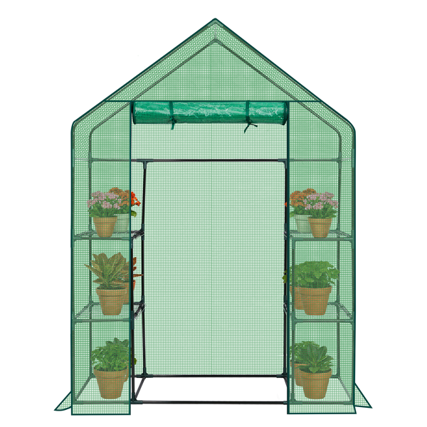 Walk-In Greenhouse with PE Cover & 4 Shelves - Indoor Outdoor Plant Garden