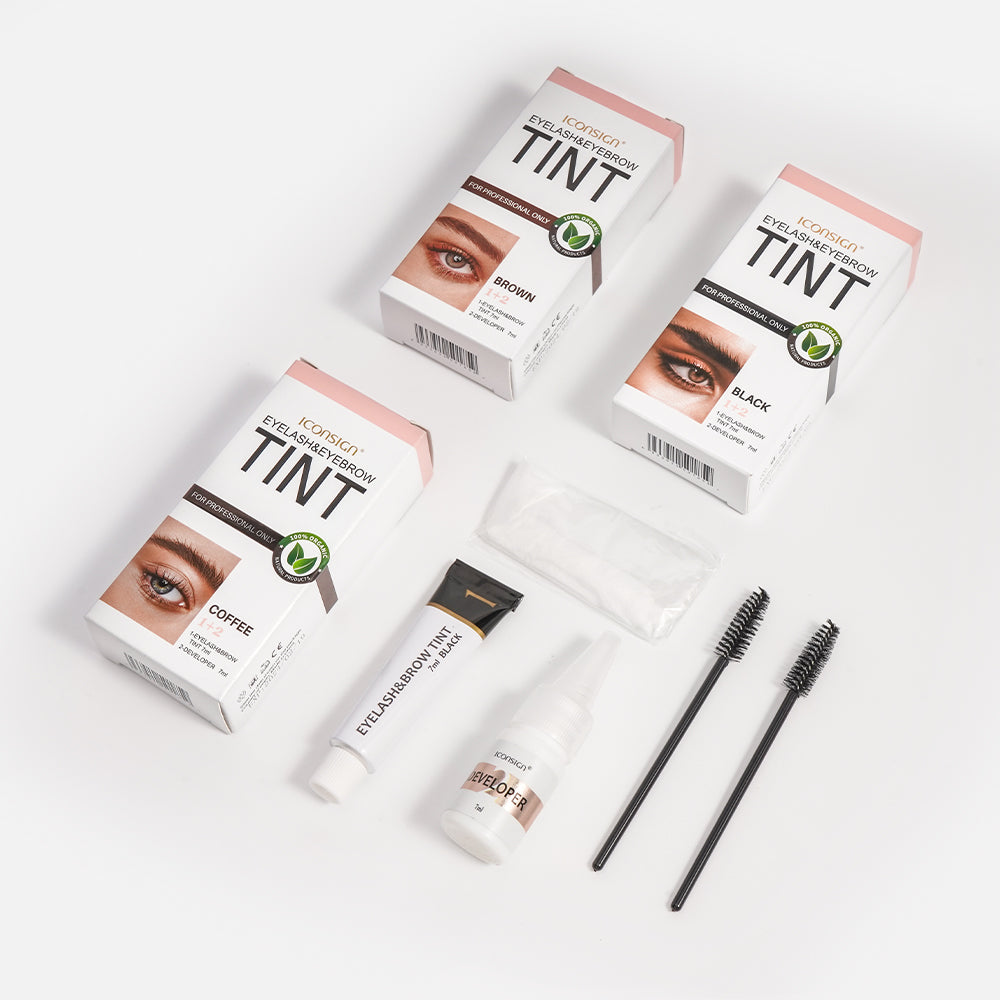 Professional Eyelash and Eyebrow Tint Kit - Long-Lasting Brow Dye Set