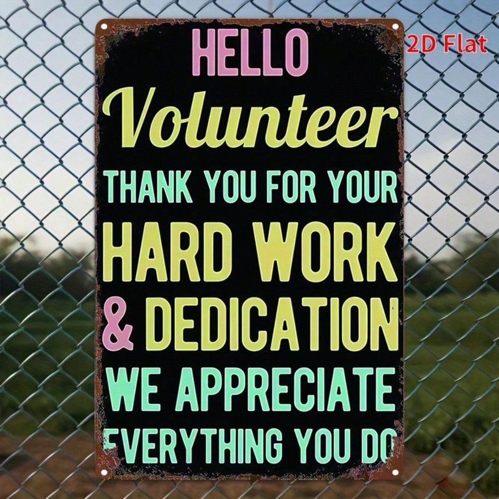Vintage Volunteer Metal Sign - Retro Wall Plaque 8x12in