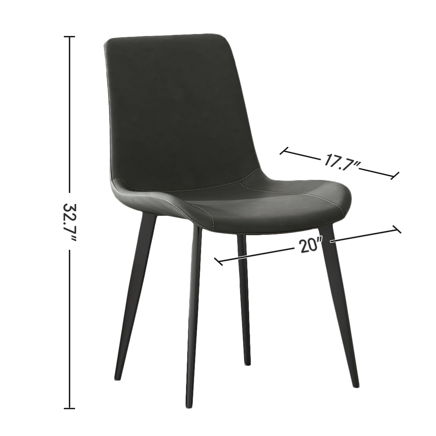 Modern Grey Dining Chairs Set of 4 - Upholstered Faux Leather