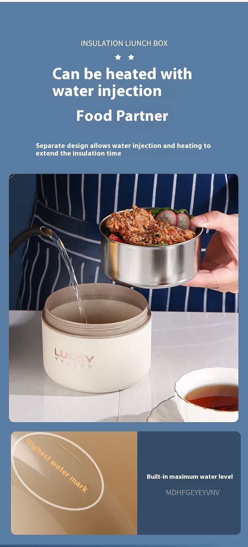 Insulated Stainless Steel Lunch Box with Multiple Layers - Keep Food Fresh