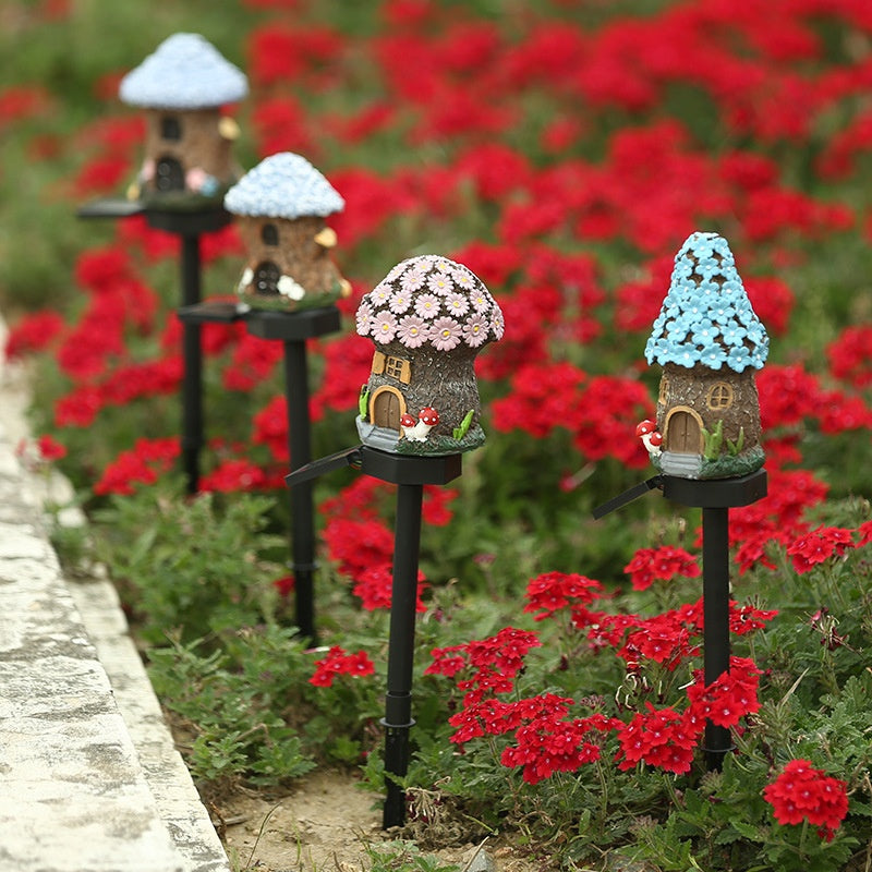 Outdoor Solar Mushroom Garden Light - Resin Lawn Landscape Lamp with Ground Stake