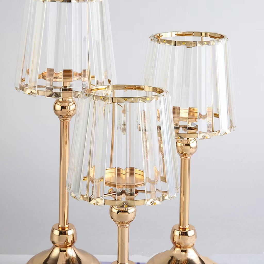 European Crystal Glass Candle Holder for Wedding & Home Decor, Various Sizes