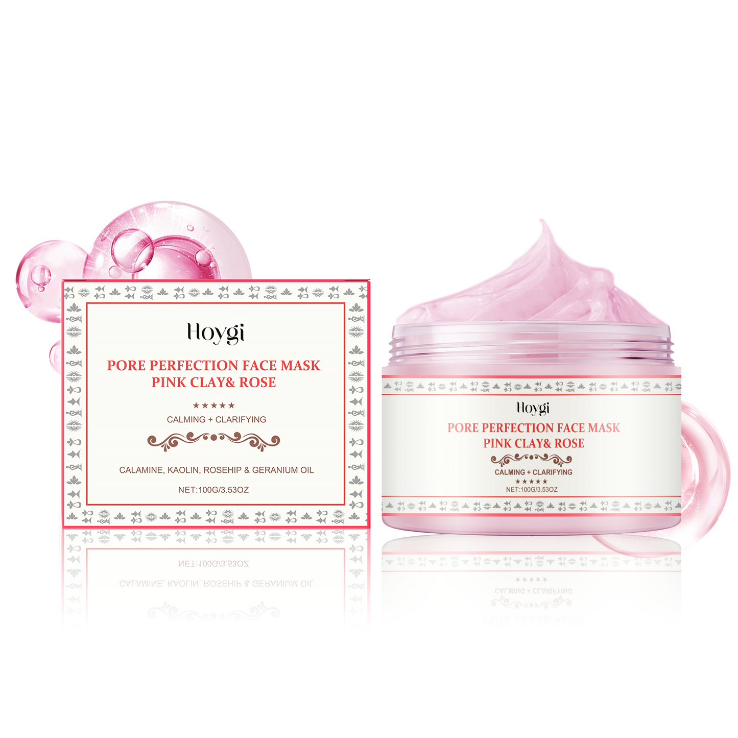 Rose Clay Face Mask - Deep Pore Cleansing & Hydrating Facial Treatment