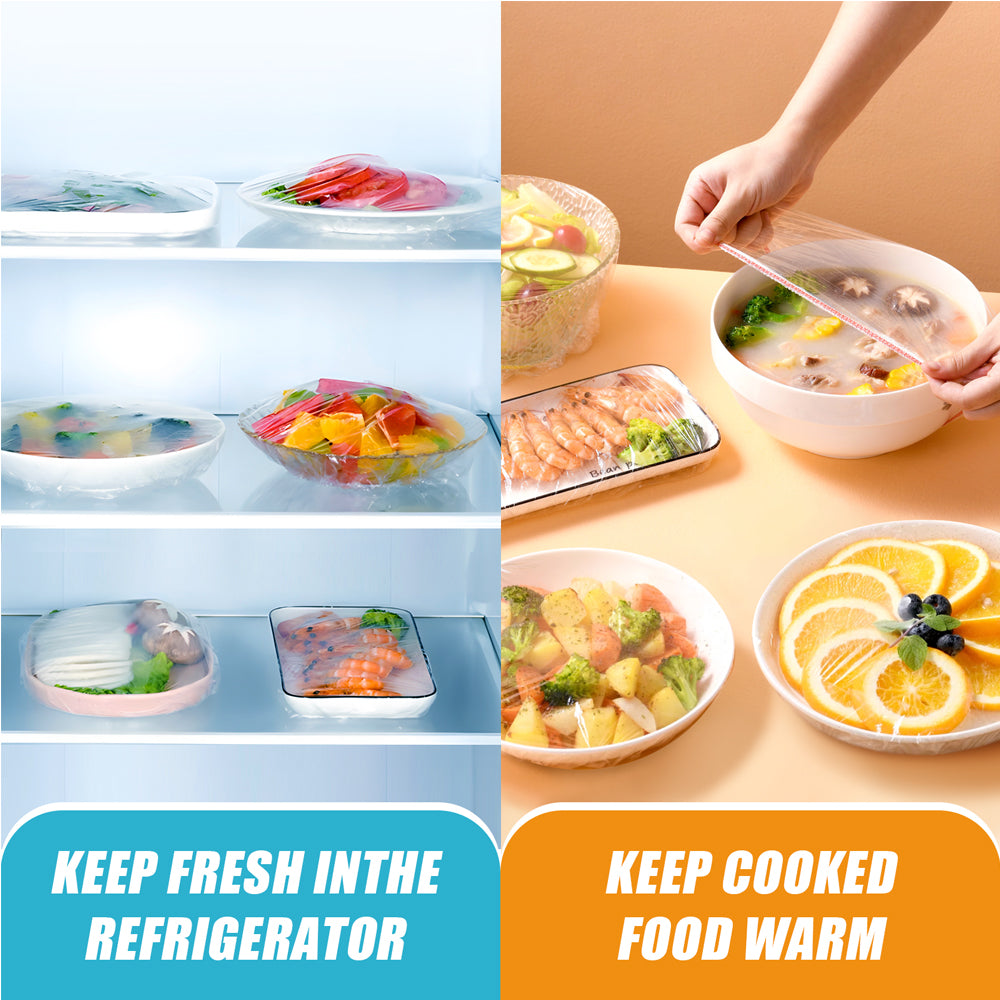 100pcs Reusable Elastic Plastic Bowl Covers - Food Storage Wrap