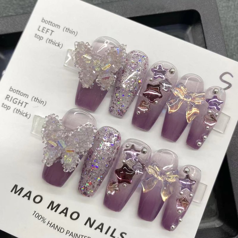 Amethyst Butterfly Nail Stickers - 10pc Set with Glue