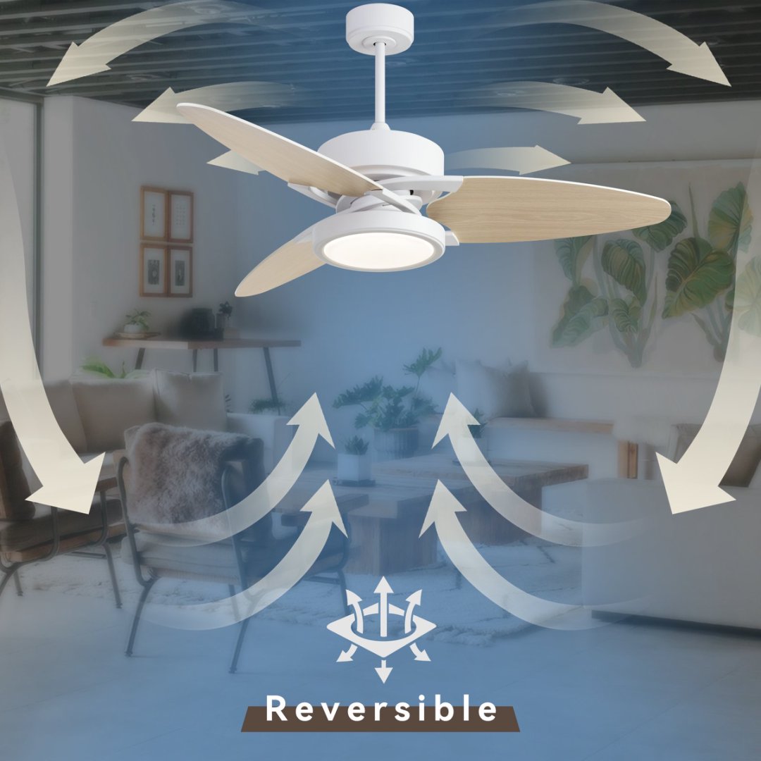 52 Inch Indoor LED Ceiling Fan with Remote Control and Reversible Blades