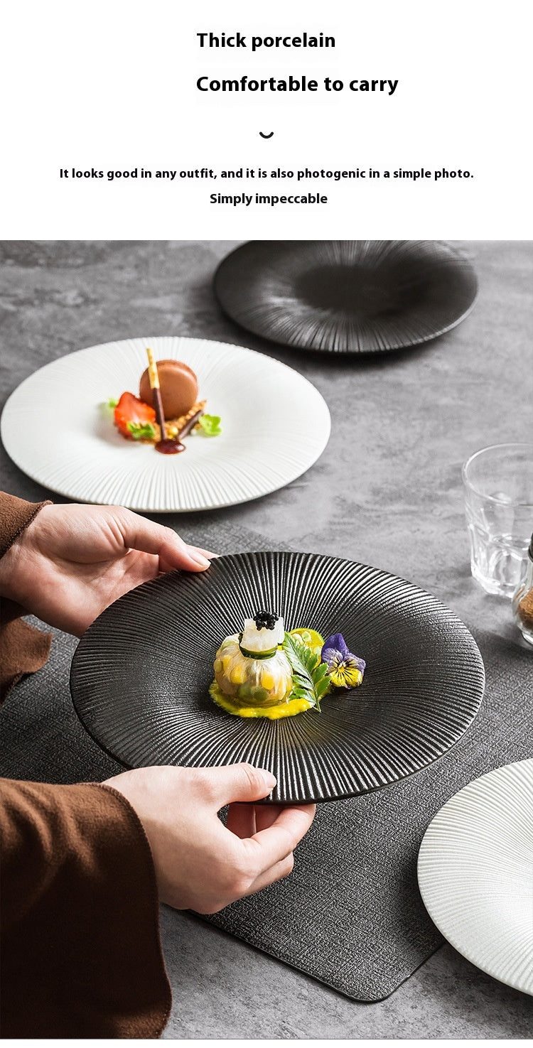 Ceramic Western Food Plate Set - Porcelain Dinner Flat & Shallow Plates