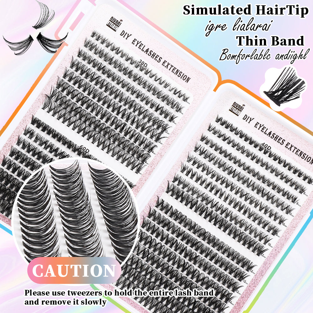 32-Row Segmented Cluster Eyelash Set - 640 Individual Lash Segments