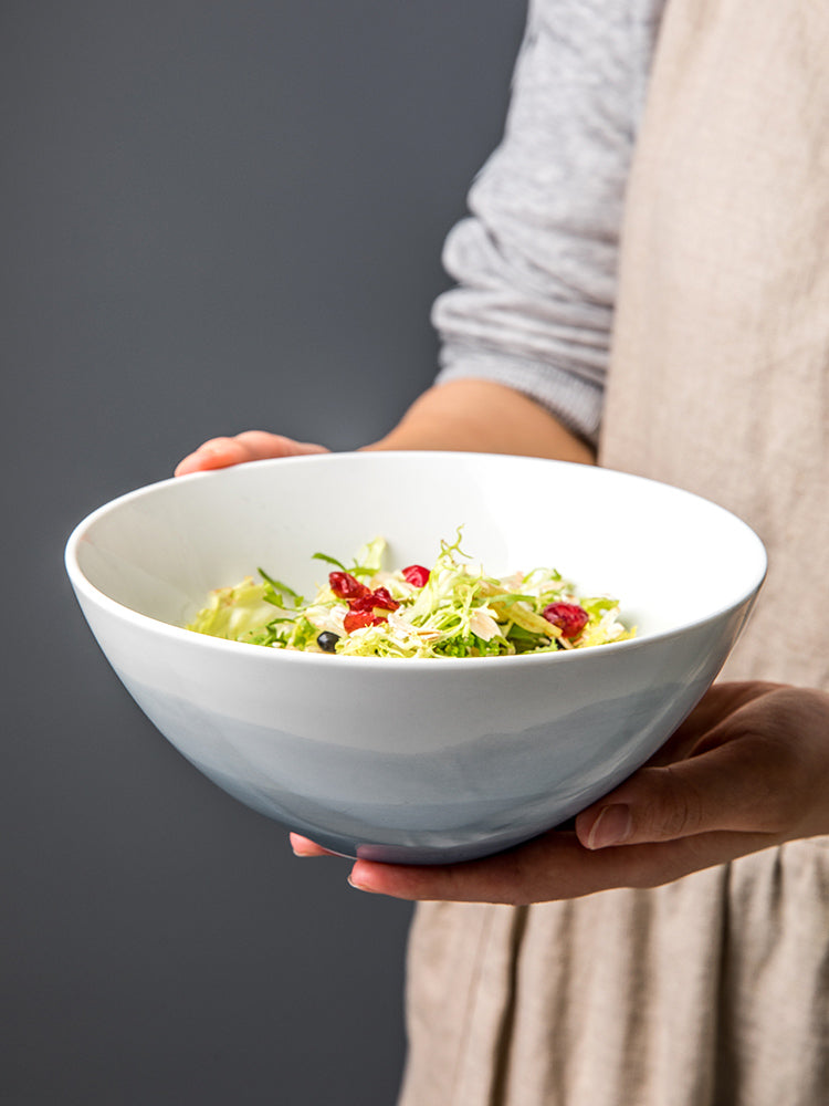 Solid Color Ceramic Noodle Bowl Set - Personalized Kitchen Dinnerware