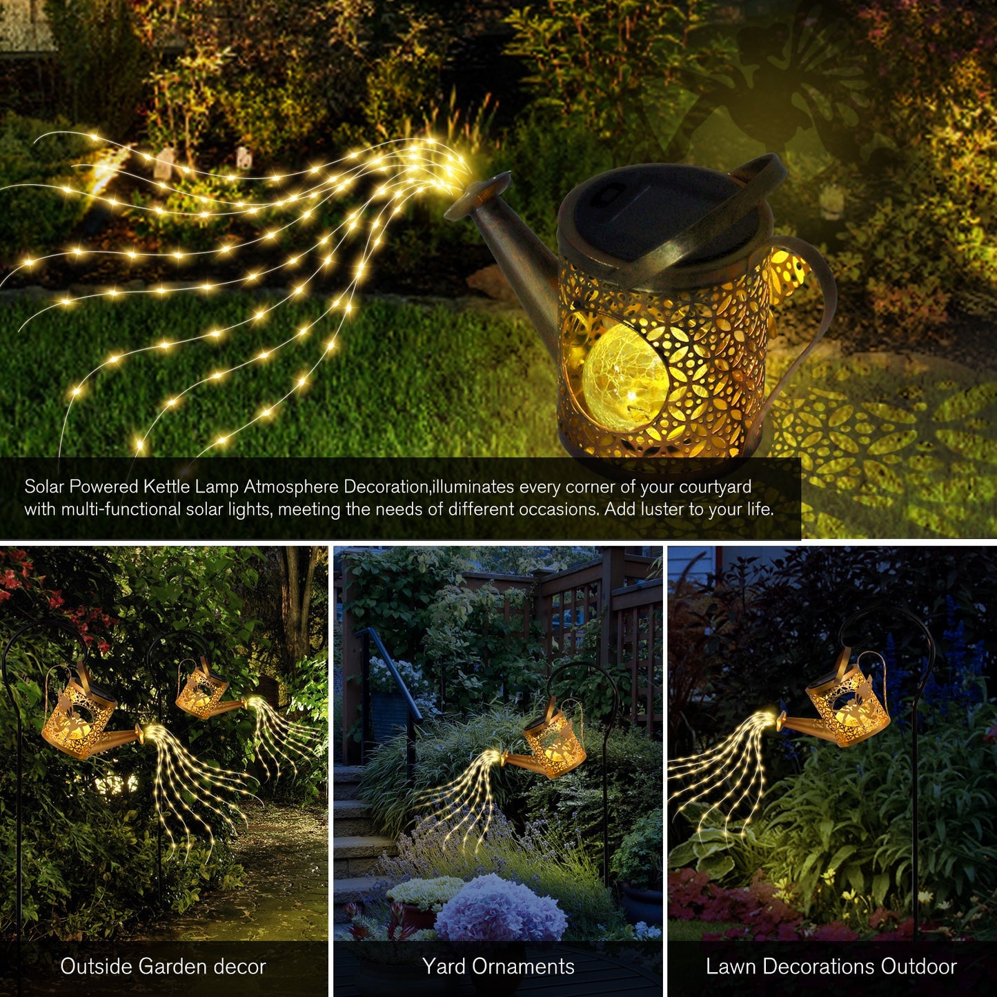 Solar Watering Can Garden Lights Outdoor Waterproof Decorative Pathway Lamps