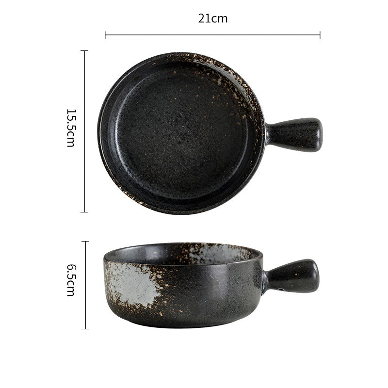 Japanese Style Ceramic Noodle Bowl with Lid and Handle – 6-Inch Porcelain Kitchenware