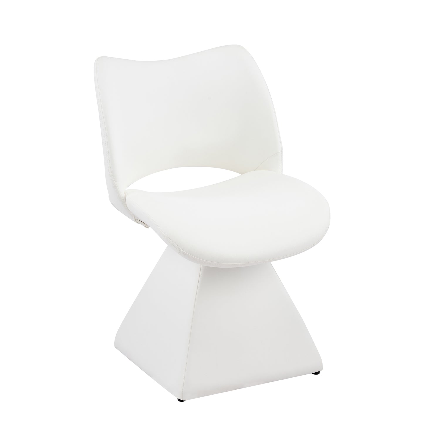 White Swivel Dining Chair - Modern High-Back Design