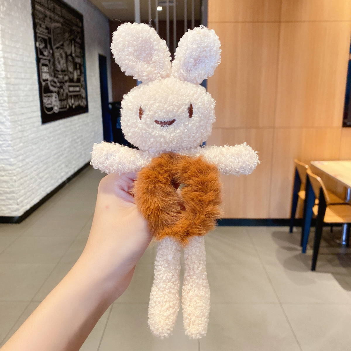 Cute Plush Hair Tie Circle Scalp Band Ponytail Holder for Kids & Women