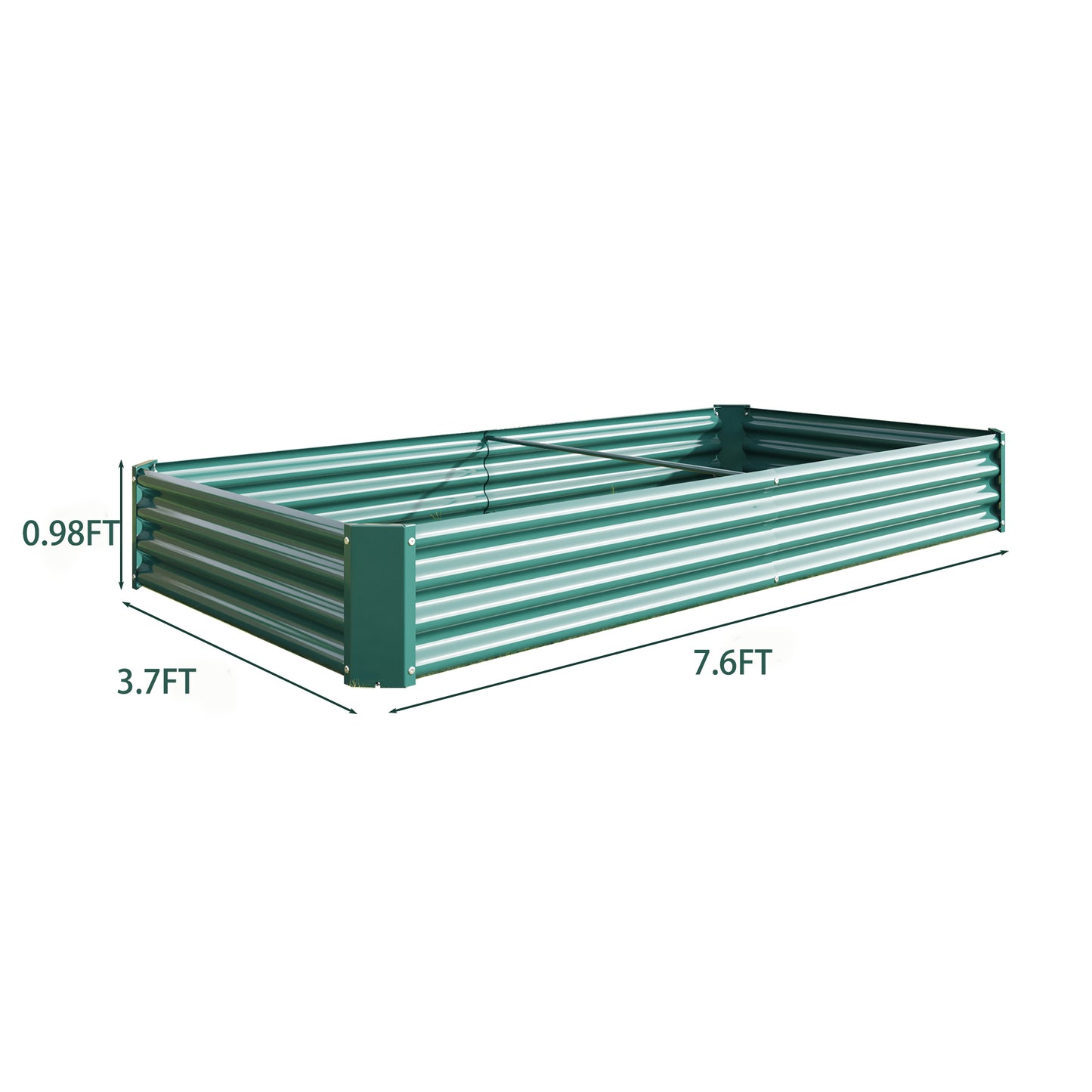 2-Piece Green Metal Raised Garden Planter Bed - 7.6' x 3.7'
