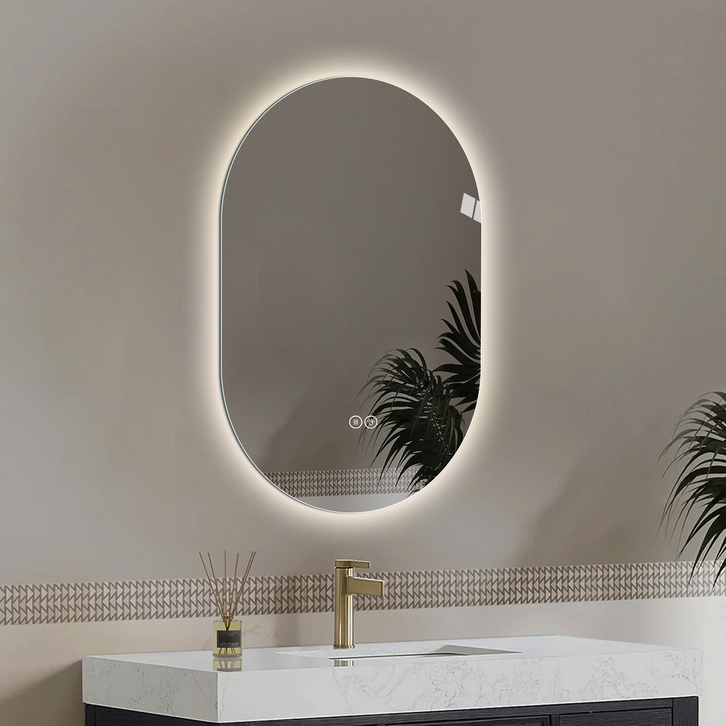 48x30 Inch Smart LED Touch Screen Anti-Fog Bathroom Mirror