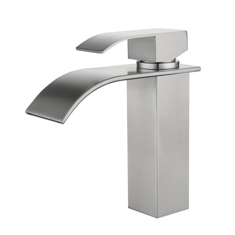 Waterfall Bathroom Sink Faucet Black Hot Cold Stainless Steel