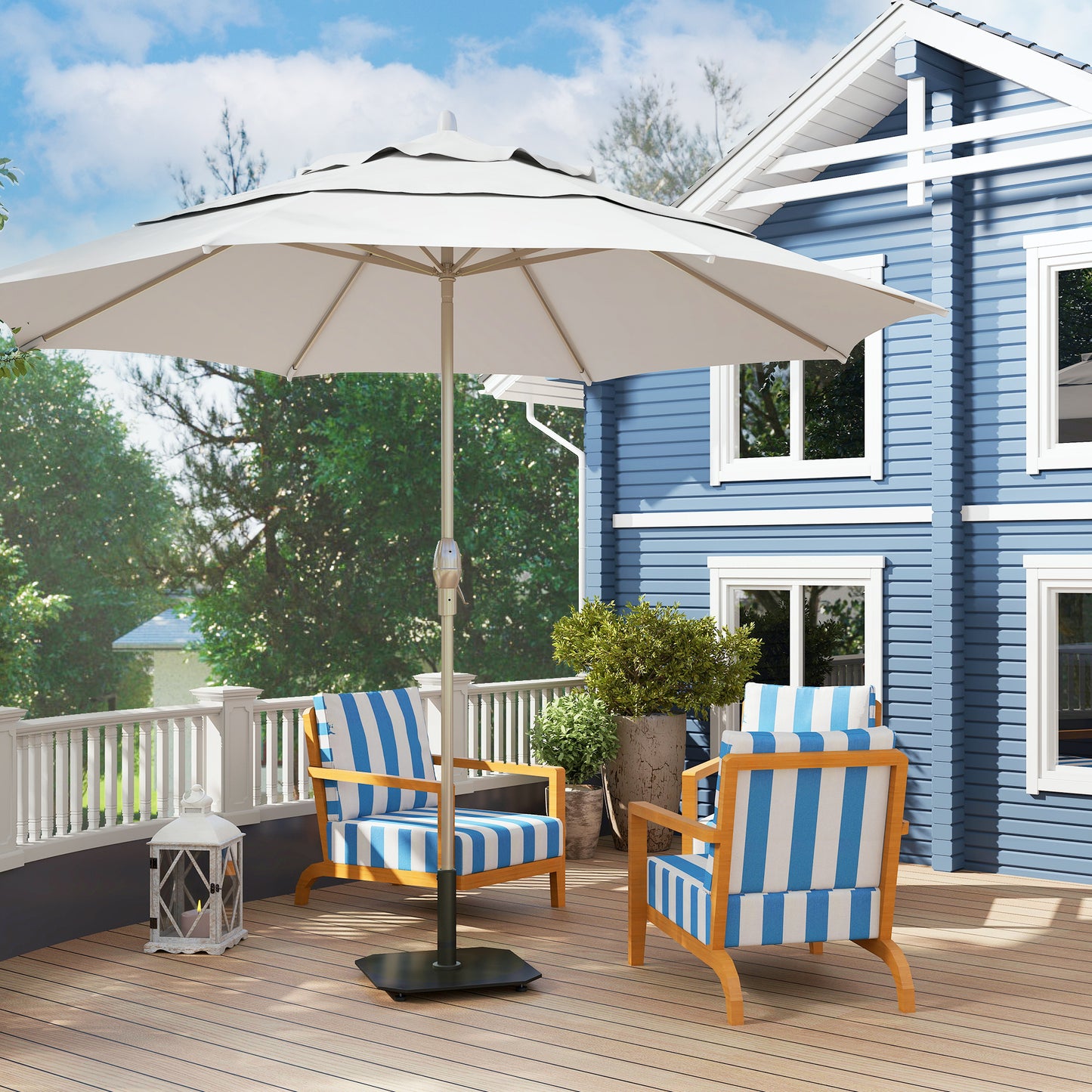 Heavy Duty Metal Patio Umbrella Base - 41 lbs, Adjustable Feet, Black