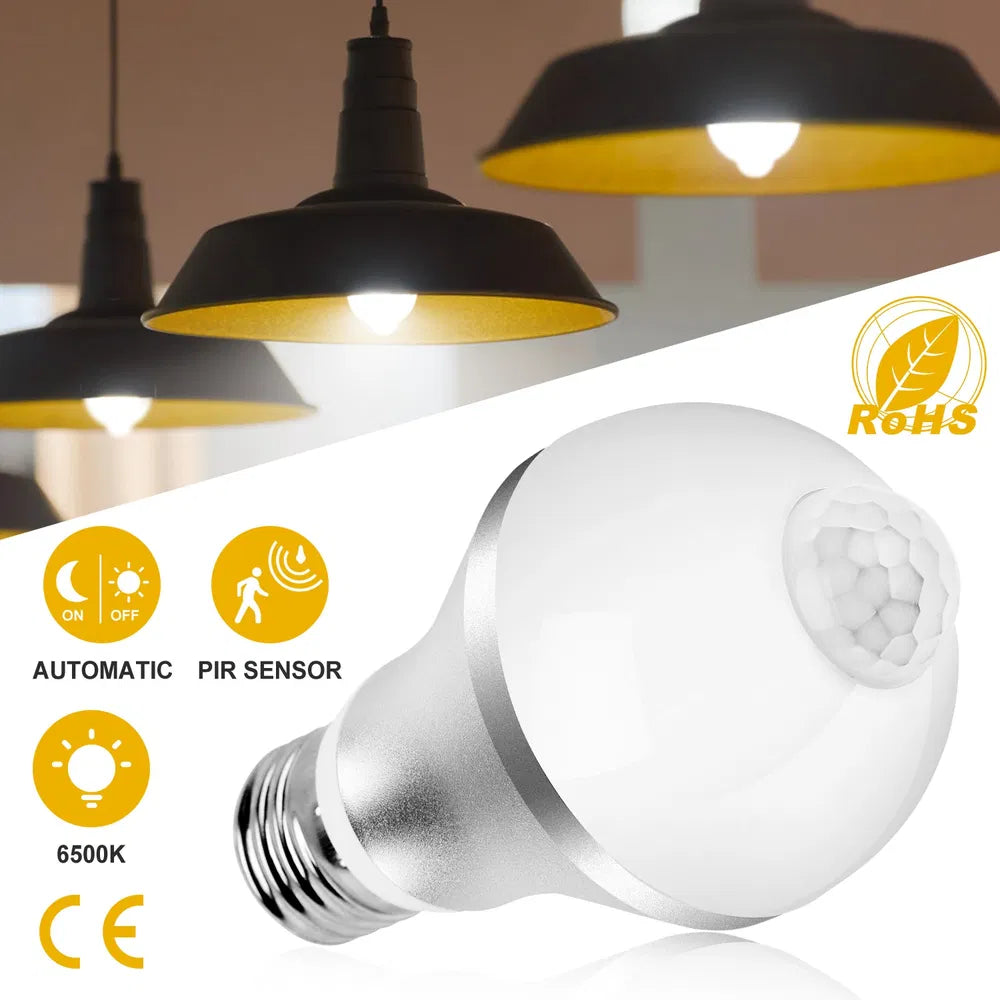 E27 Motion Sensor LED Light Bulb 9W 1000LM Dusk to Dawn Indoor Outdoor