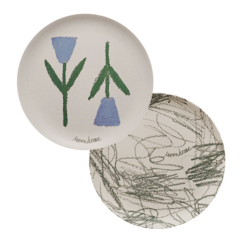 Bamboo Dinner Plate Set for Camping and Picnic - Nordic Style, 7-inch