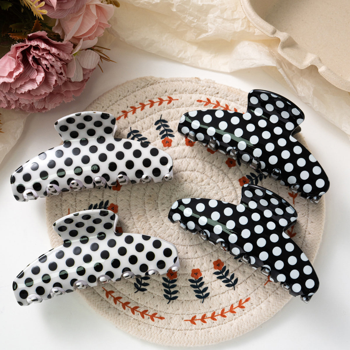 Polka Dot Hair Grip Updo Accessory