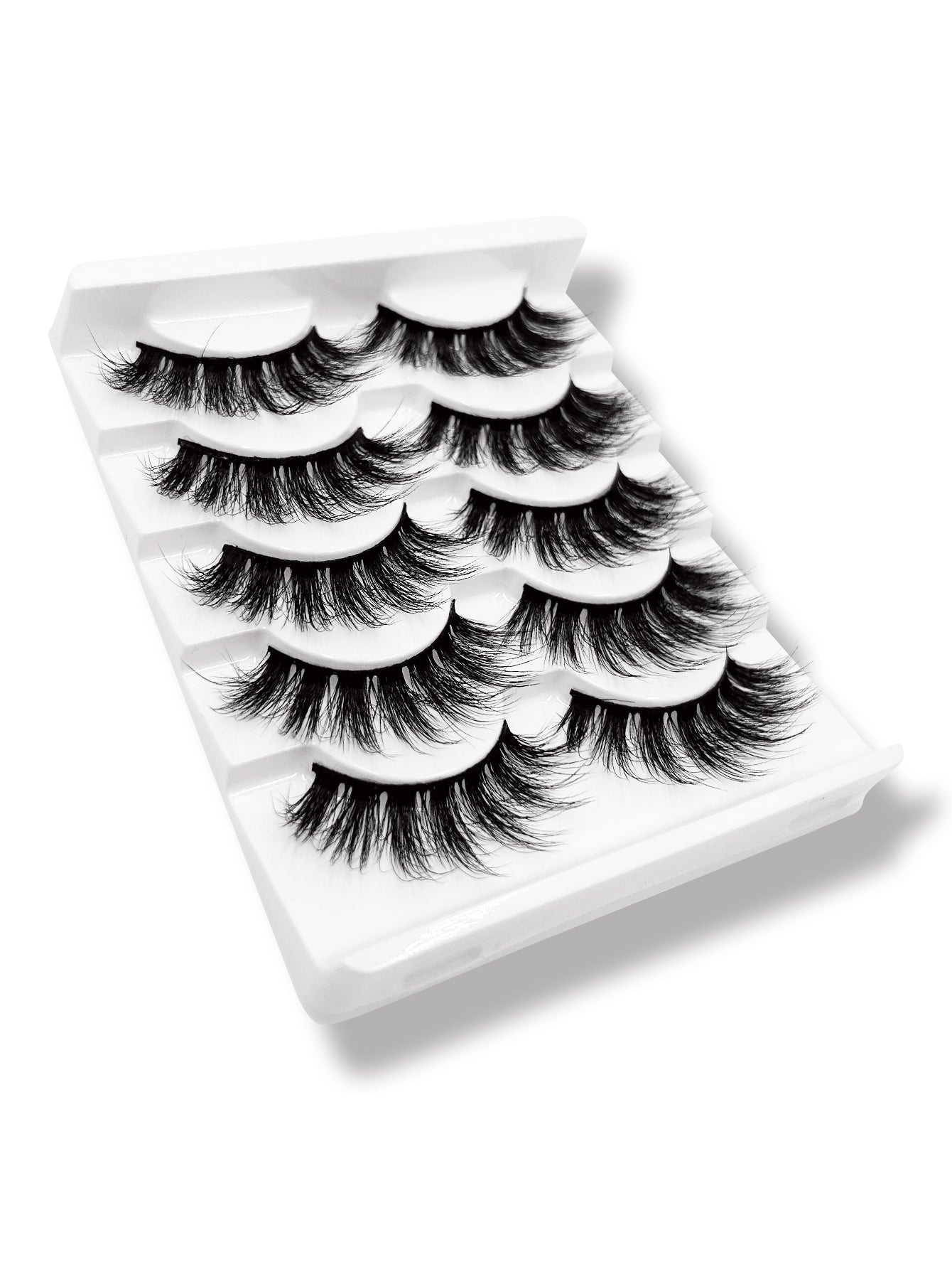 3D Faux Mink False Eyelashes - Voluminous Cluster Style, 5 Pairs