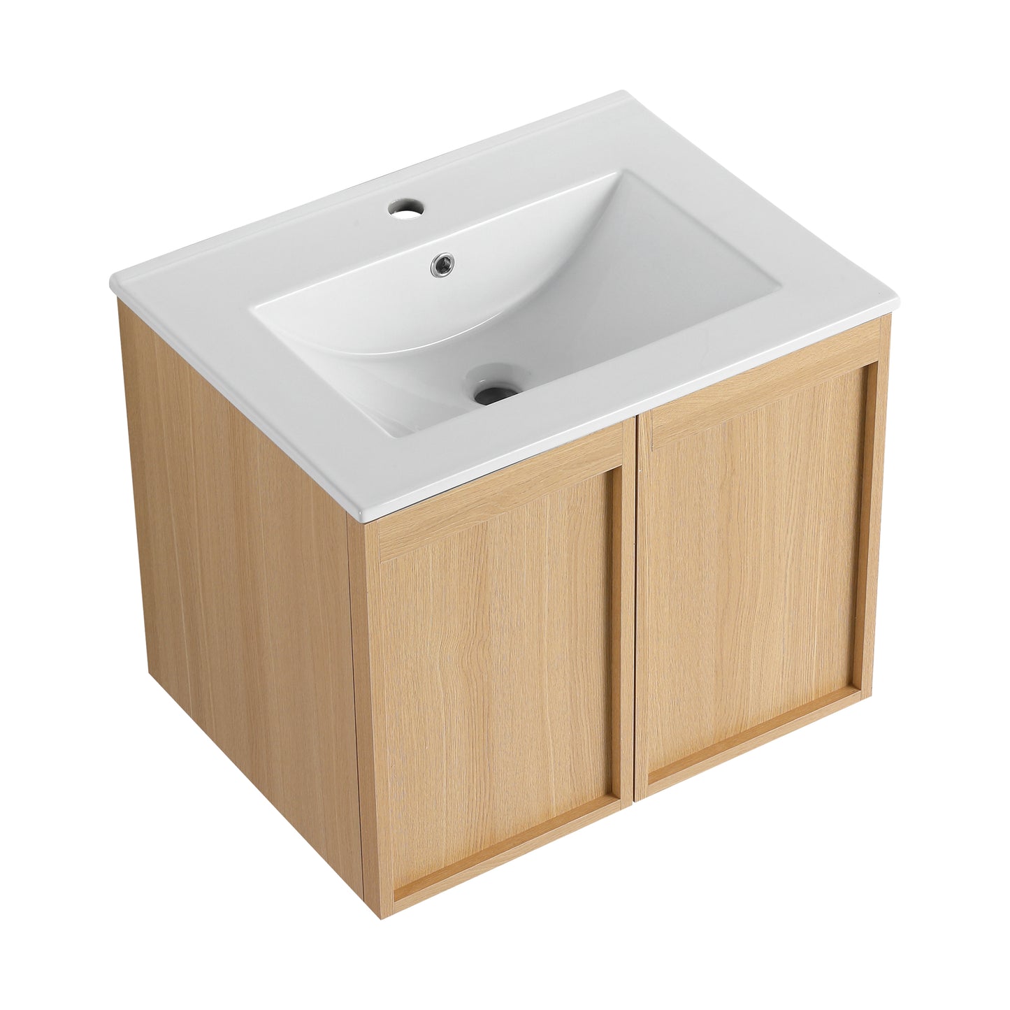 24" Wall-Mounted Bathroom Vanity with Sink - Light Oak