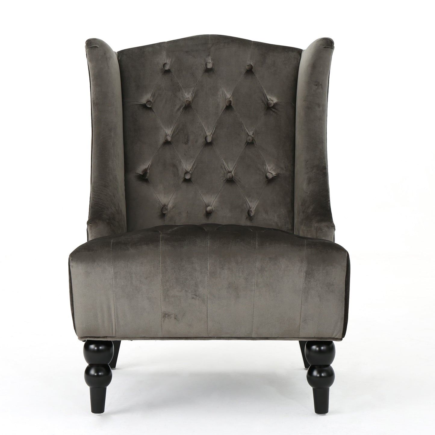Grey Velvet Hi-Back Club Chair with Wingback Design