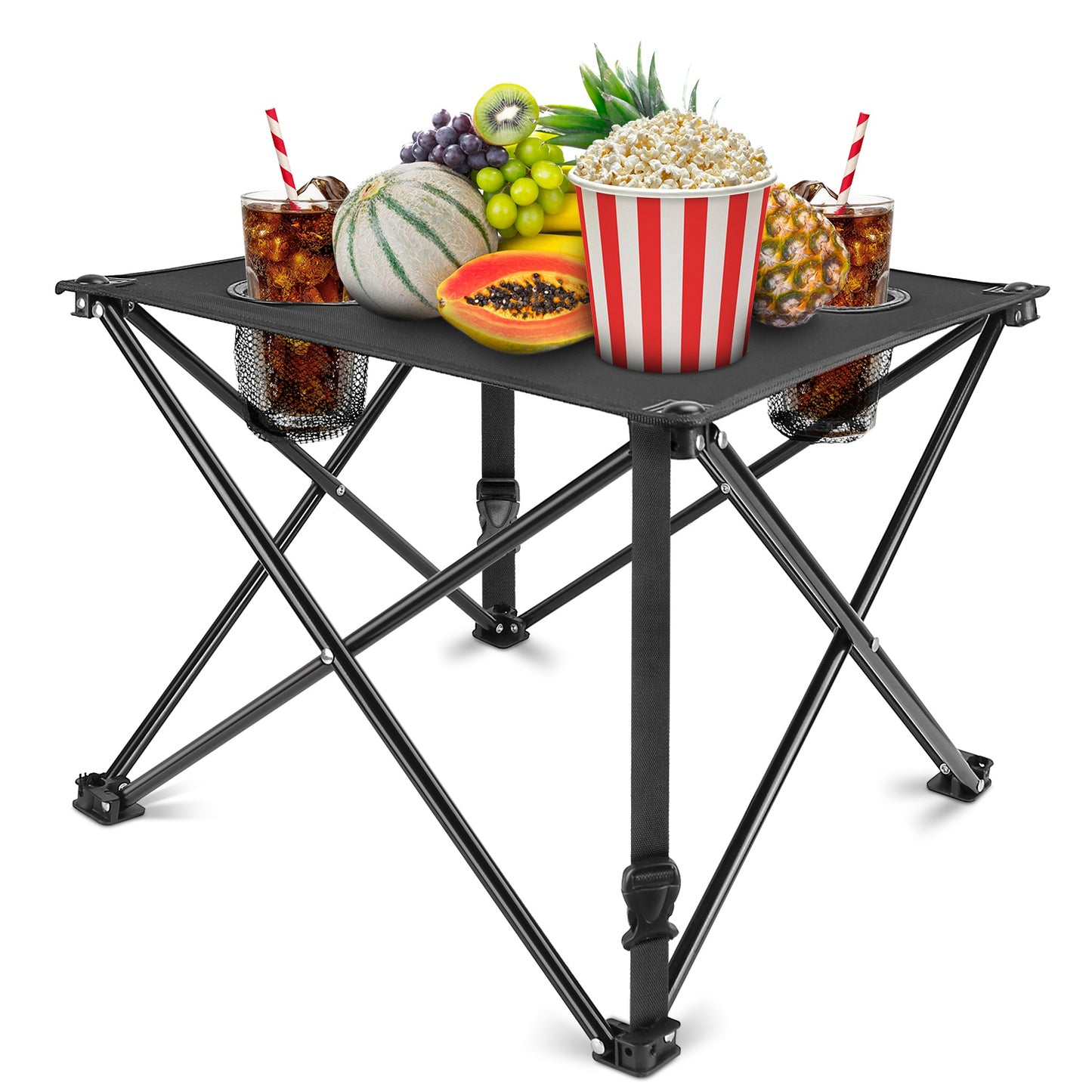 Portable Folding Camping Table with Cup Holders - Multiple Colors & Sets